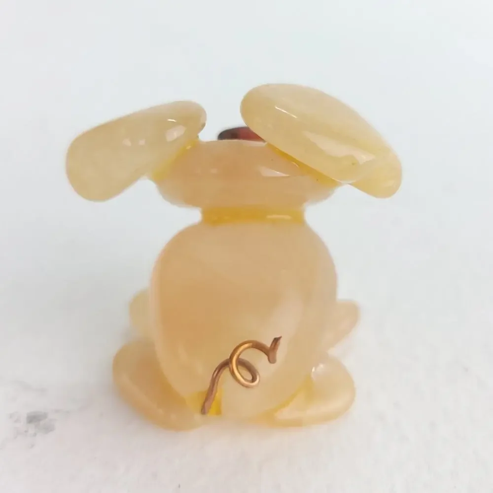Pink Stone Pig Eating a Clover Mini Figuring Metal Curly Tail Piggy Cute Sweet